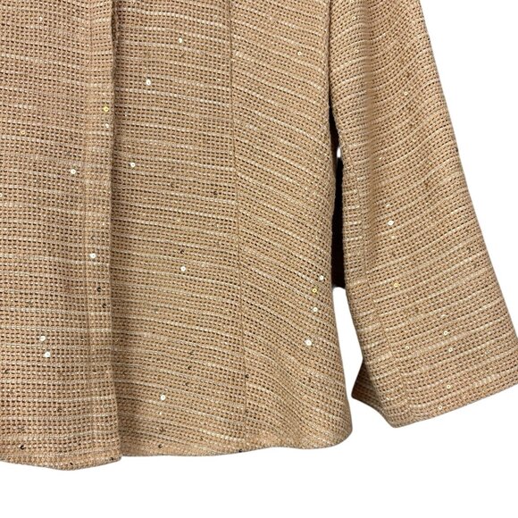 Caryna Nina Haute Couture Sequined Knit Buttoned Lightweight Jacket Tan Size S - Picture 5 of 11